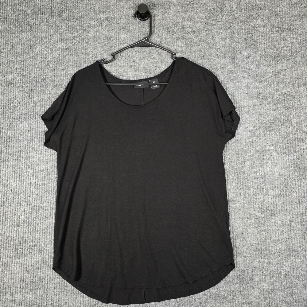 Adrienne Vittadini Black Short Sleeve Blouse Soft Stretch Knit Top Women’s Large